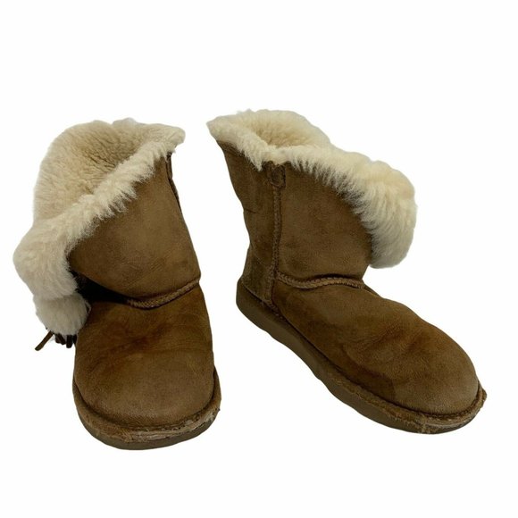 Ugg Other - Ugg Little Girls Brown Suede Pull On Boots Shoes 2